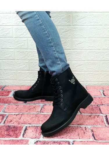 Voyager 3517 Siyah Hakiki Deri Bağacaklı Fermuarlı Erkek Bot 001