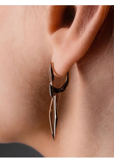 Lamponi 925 Ayar Gümüş Kaplama Küpeler, Uzun, Zirkon İle 147707833 Altın