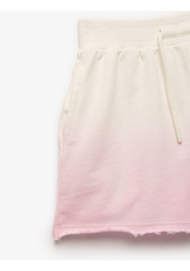 Koton Pamuklu Beli Bağcıklı Cepli Desenli Mini Şort Ekru 5skg40054ak Ekru