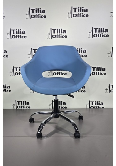 Monaco Çalışma Kesim Koltuğu Yonca Tekerlekli Krom Ayak Açık Mavi