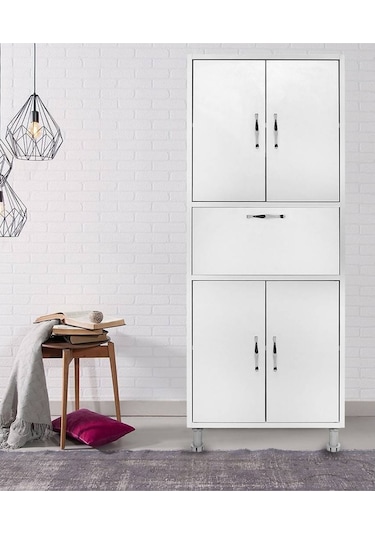 Moonlife 5 Kapaklı Çok Amaçlı Dolap Beyaz