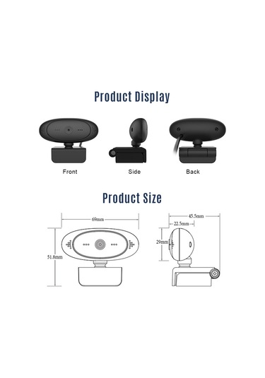 Geeksen Hd Web Kamera - 1080p Otomatik Odaklamalı, 360 Dönebilir, Mikrofonlu Usb Video Konferans Kamerası
