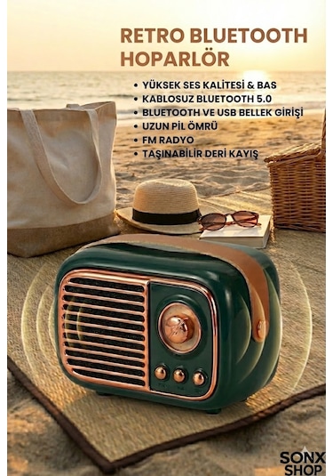 Sonx Nostaljik Retro Bluetooth - Fm Radyo, Usb Ve Bluetooth Kablosuz Hoparlör
