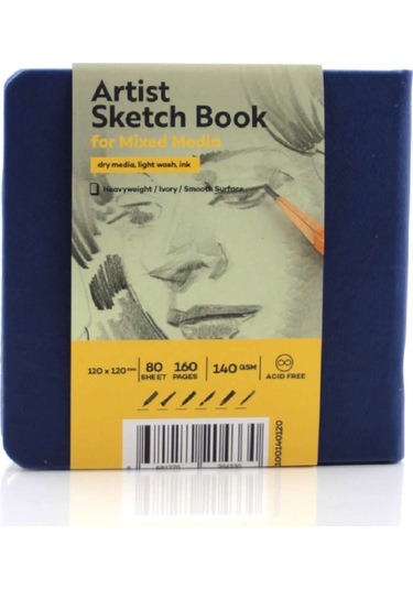 Tigertint Sketchbook Sert Kapak Eskiz Çizim Defteri 12x12 Cm Mavi