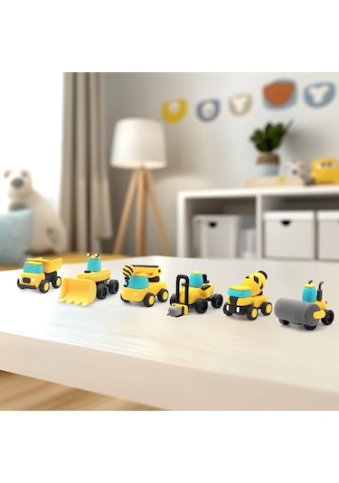 Hey Clay Hava İle Kuruyan Kil 12'li Kutu - İnşaat Araçları renkli