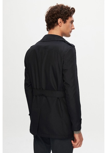 Ds Damat Regular Fit Siyah Apoletli Beli Kemerli Pardösü/Trenckot 1HF08ORT00013 Siyah