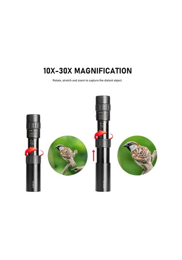 Suofeng 10-30x Bak4 Prisma Fmc Lens Monoküler Teleskop, Gece Görüşlü, Telefon Tutucu Ve Tripod İle, Doğa, Kuş İzleme, Kamp İçin