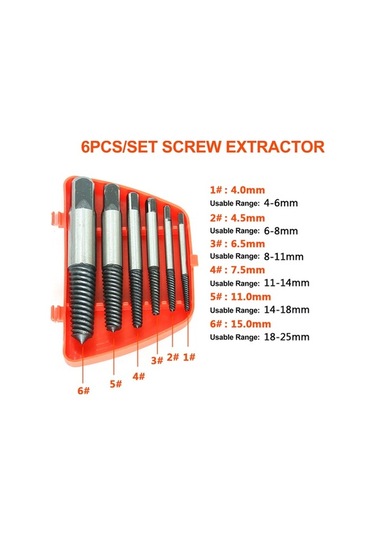Pazly 6 Adet Vida Çıkarıcı Tırtıklı Dişli Kare Kafa Takımı