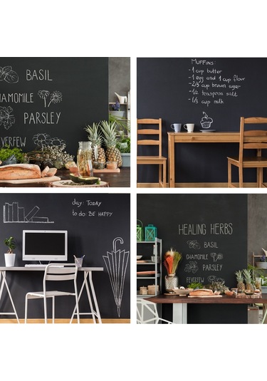 Geeroyoo Taşınabilir Yazı Tahtası Sticker - 45x200cm Vinil Yüzey, Manyetik Tutucu, Kolay Yapıştırma Ve Temizleme, Çocuklar İçin Güvenli Çizim Alanı Siyah