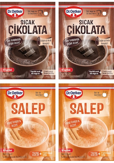 Dr. Oetker Sıcak Çikolata 243 Gr Ve Salep 252 Gr 4 Lü Karma Paket Set