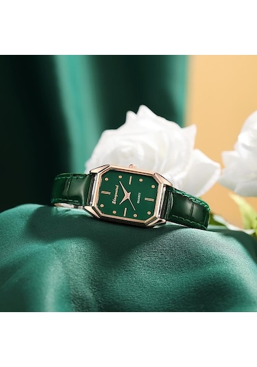 Yeşil Bayanlar Zarif Kuvars Saatler Moda Dikdörtgen Tasarım Kadın Kol Saatleri Eşi, Ailesi, Arkadaşı İçin En İyi Hediyeler Saat