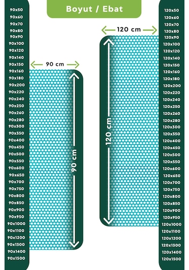 Kaydırmaz Turkuaz Bal Petek Paspas Yolluk En:120cm