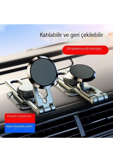 Voguecode Güçlü Manyetik Manyetik Kızaklı Ve Ayarlanabilir, Katlanır Asma Araç Tutucusu Kırmızı - Siyah Var Direksiyon Advn10