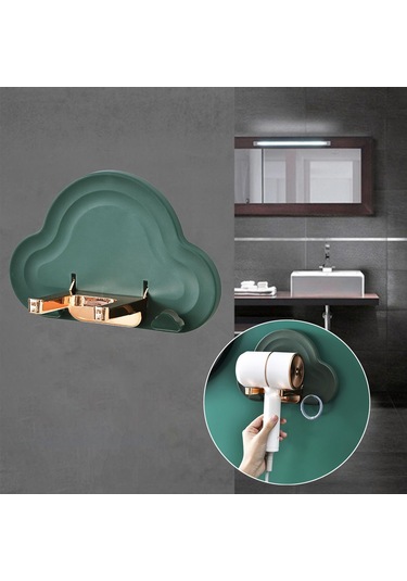 Homyl Duvar Saç Kurutma Makinesi Tutucu Depolama Standı Yeşil Yeşil