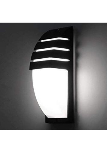 24 Watt Beyaz Işık Ledli Bahçe, Balkon, Teras, Kamelya, Veranda, Banyo Apliği, Dekoratif Led Armatür Siyah