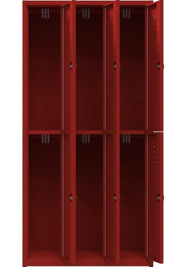 Metal Soyunma Dolabı 6 Kişilik İşçi Soyunma Dolabı Kırmızı