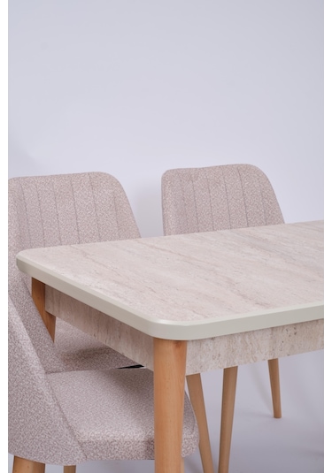 Milano Traverten Boyalı Mdf Mutfak Masa Takımı 80x130