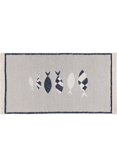 Mudo Home Larıssa Frame Fısh Kilim Lacivert Beyaz 80x150 Diğer