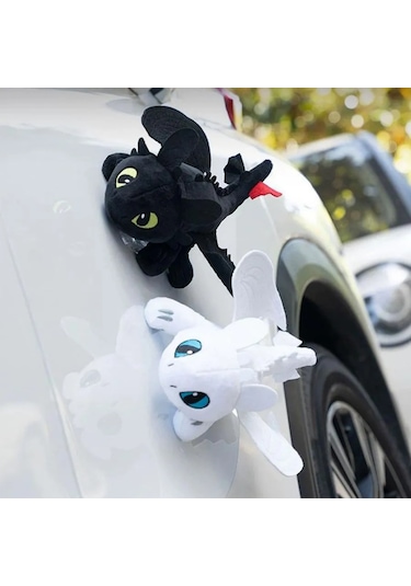 Geeksen Siyah 35cm Kuyruk Askılıklı Pilli Kuyruk Aksesuarı, Uçan Kanatlı Kedi Figürü, Araba Tavan Dekorasyonu