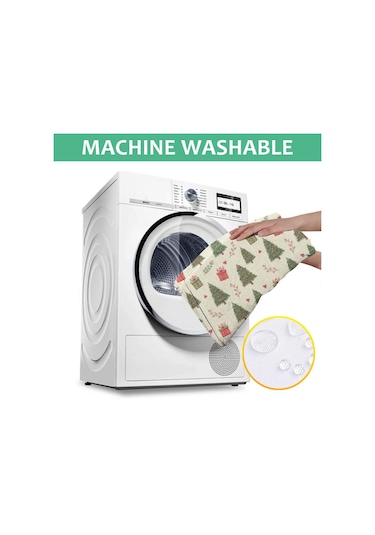 Noel Desenli Dikdörtgen Masa Örtüsü 60x84 İnç, Su Geçirmez Ve Leke Tutmaz Noel Ağacı Hediyesi