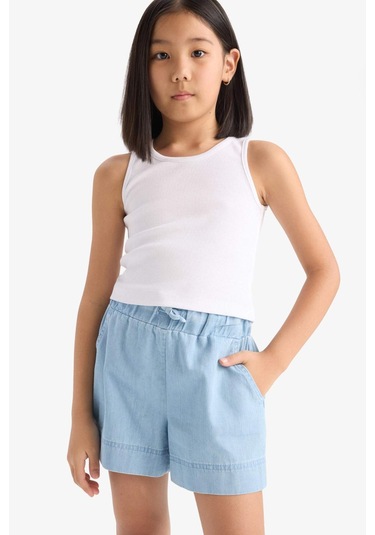 Defacto Kız Çocuk Beli Lastikli Jean Şort B6386a825smnm39 Mavi