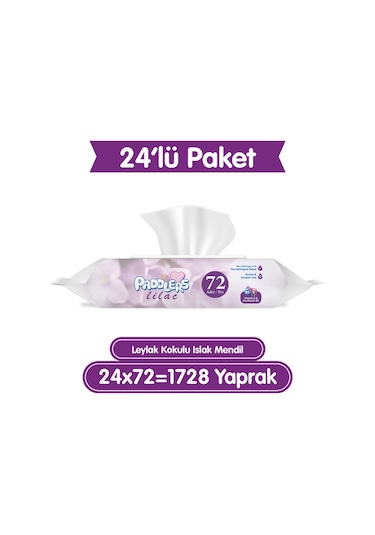 Paddlers Leylak Kokulu Islak Mendil 24x72 li Koli (1728 Yaprak)