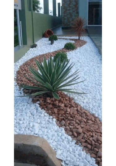 Ahs Beyaz Dolomit Taş 25 Kg 4-6 Cm Dere Çakıl Taşı Bahçe Peyzaj Süs Taşı Saksı Teraryum Akvaryum Taşı