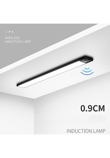 Sones Akıllı Otomatik İnsan Vücudu İndüksiyon Kablosuz Led Lamba 40cm Siyah + Sıcak Işık