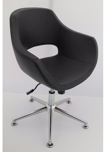 Siyah Deri Tekerleksiz Öğrenci Ders Çalışma Sandalyesi