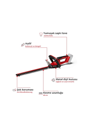 Einhell GC-CH 18/40 Li Solo Akülü Çit Budama - 3410940