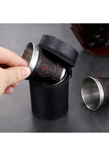 Trendooze Votka Taşınabilir Shot Şarap Rusya Pu Paslanmaz Mini Kişiselleştirilmiş Kılıf Çelik Bardağı Bardağı B Adet/takım 56864453 4 304 30 Ds