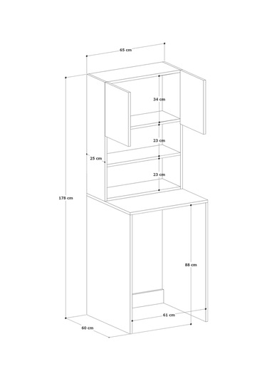 %100mdf Çamaşır Ve Kurutma Makinesi Dolabı, 3 Raflı Kapaklı Çamaşır Makinesi Üstü Dolabı Sonoma-beyaz Sonoma - Beyaz