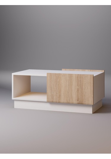 Detamob Lora Kapaklı Orta Sehpa, Beyaz/sonoma & Karbon Gri/sonoma Beyaz