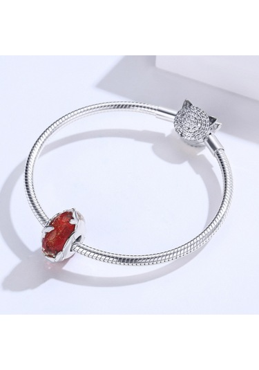 S925 Ayar Gümüş Kolye Kırmızı Sırlı Boncuk Kelebek Boncuk Dıy Bilezik Kolye Aksesuarları Çok Renkli