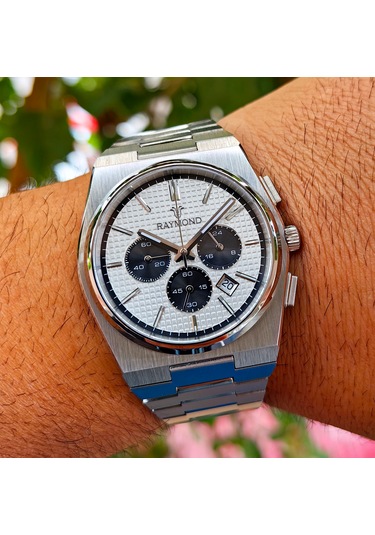 Raymond Kronograf Çelik Erkek Kol Saati Gümüş