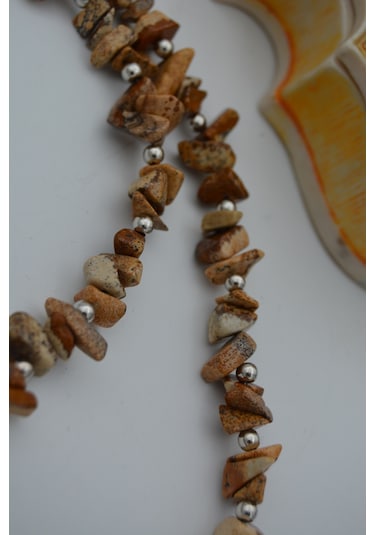 Stoneage Jasper Taşli  Kolye Siyah