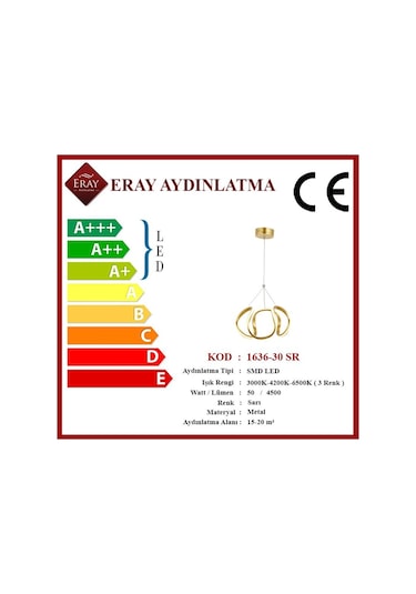 Eray Aydınlatma 1666-30 Sarı Led Avize