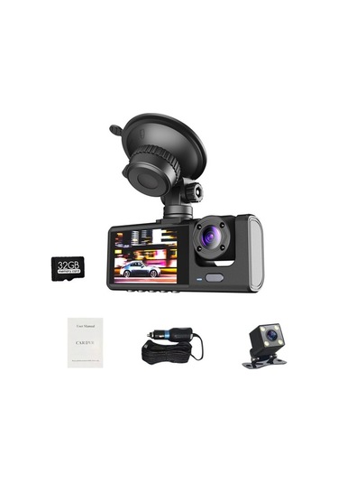 Createtech 1080p Dvr Araç Kamerası, Ön + Arka Kameralı, 2 İnç Ekran, G Sensörlü Kaydedici