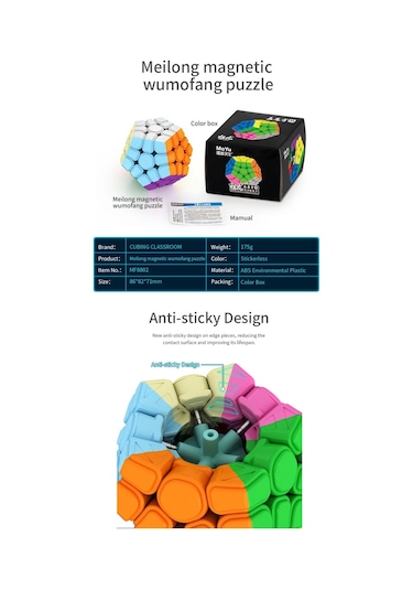 Moyu Megaminx Magnetic Cube - Mıknatıslı Stickersız Akıl Zeka Rübik Küp