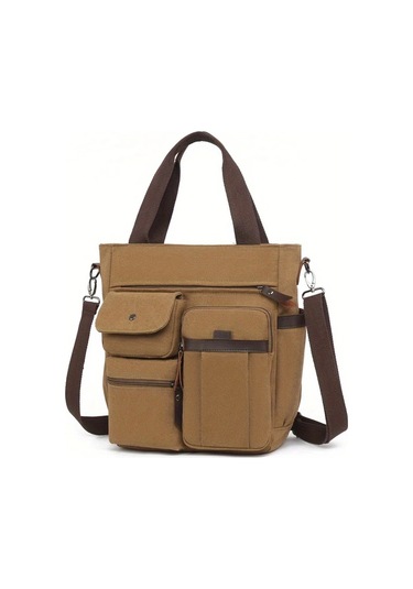 Dashanshop Erkekler Vintage Postacı Çantası A-brown Büyük Kapasiteli Çok Bölmeli Dayanıklı Ofis Seyahat A-kahverengi