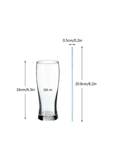 Singree 300 Adet 8 İnç Renkli Çizgili Esnek Plastik Pipetler