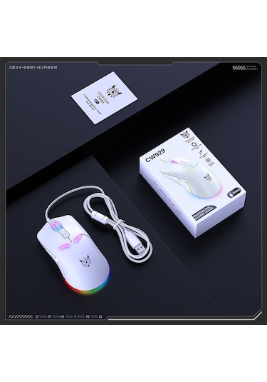 Onıkuma Cw929 Rgb 6400dpı Kablolu Fare Beyaz Diğer