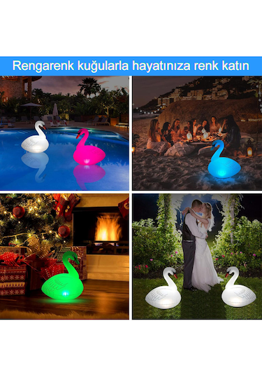 Greentech Güneş Enerjili Renk Değiştiren Led’li Şişme Kuğu / GT-SL24