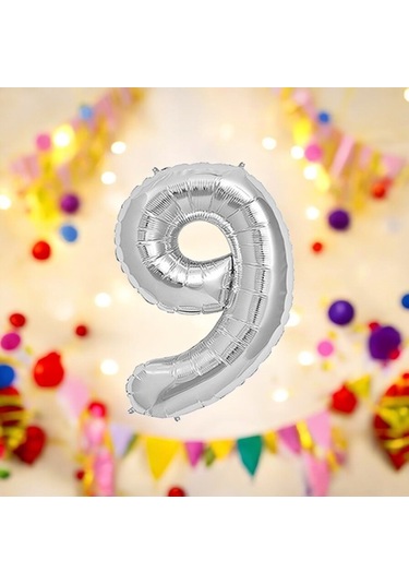 Brokoli Home 9 Numara Folyo Gümüş Balon 100cm 40inç Helyuma Uygu Karışık Renkli