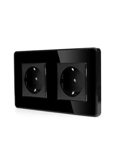 Dealuxx Cam Çerçeveli Siyah Çift Prizli Priz 398340754