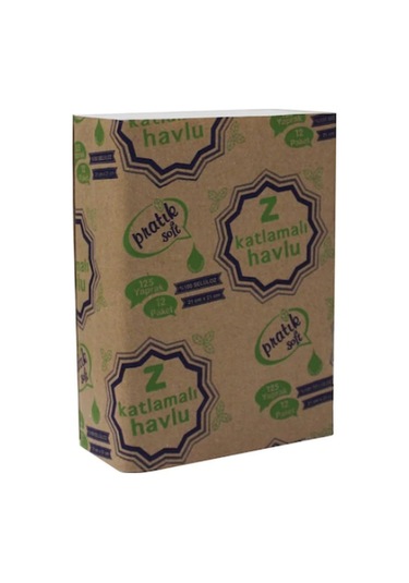 Pratiksoft Z Katlama Dispenser Havlu 125'li 12 Paket 21 x 21 CM