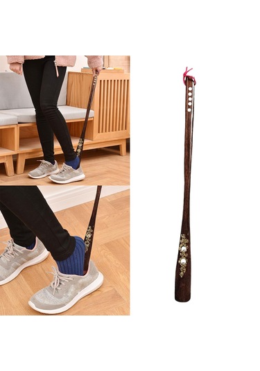 Suntek Dayanıklı Ahşap Ayakkabı Çekeceği Uzun Kahverengi Kahverengi