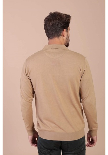 Ferraro Polo Yaka Superfine Yün Kazak - Camel Camel