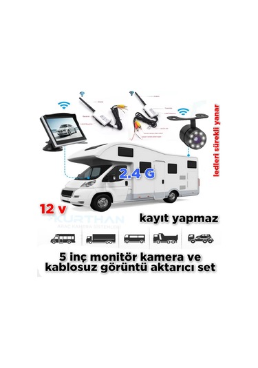 5 '' Monitör Ledli Kelebek Kamera Wifi Görüntü Aktarıcı Seti 12 V