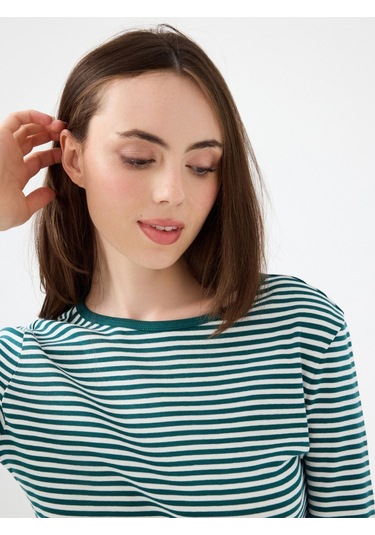 Slim Fit Kadın Tshirt U.kol Yeşil